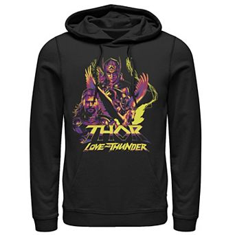Men's Marvel Thor Love And Thunder Thunder Character Pyramid Thor and Female Thor Hoodie