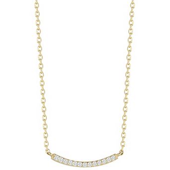 LUMINOR GOLD 14k Gold Diamond Accent Curved Bar Pendant Necklace