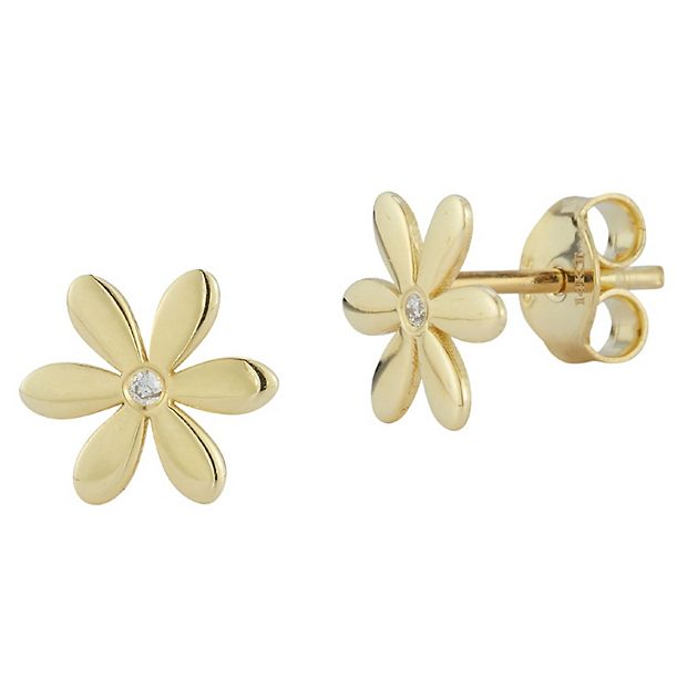 [wingbling] 14K Gold☆Daisy Some Earrings 14 Karat Yellow Gold Daisy Screw Back Earring | Silver