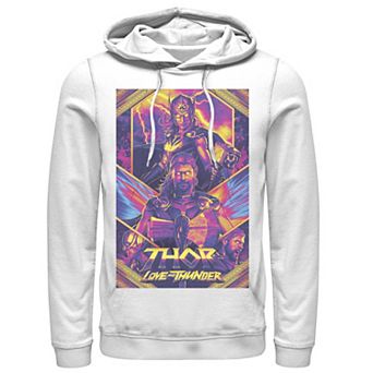 Men's Marvel Thor Love And Thunder Neon Poster Thor And Female Thor Hoodie