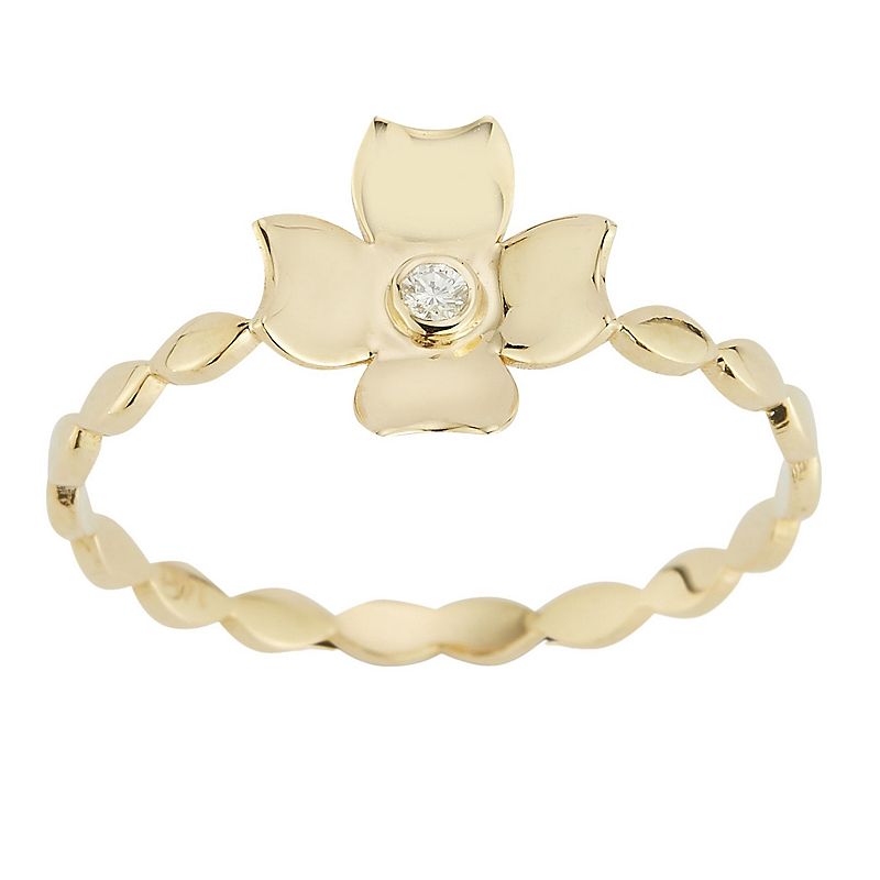 LUMINOR GOLD 14k Gold Diamond Accent Flower Ring, Womens, Size: 6, Yellow