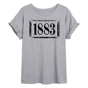 Juniors' 1883 Black Logo Oversized Tee