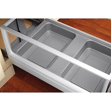 Rev-a-shelf Double Pullout Kitchen Trash Can 50 Qt., Silver, 5149-2150dm-217