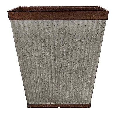 Southern Patio 16 Inch Square Rustic Resin Outdoor Box Flower Planter (2 Pack)