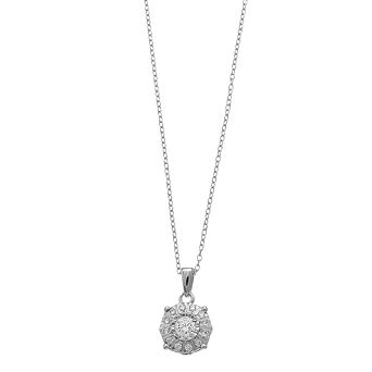 14k Gold Over Silver 1/4 Carat T.W. Diamond Halo Pendant Necklace