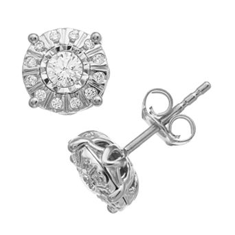 Sterling Silver 1/2 Carat T.W. Diamond Earrings