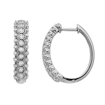 Sterling Silver 1/2 Carat T.W. Diamond Hoop Earrings
