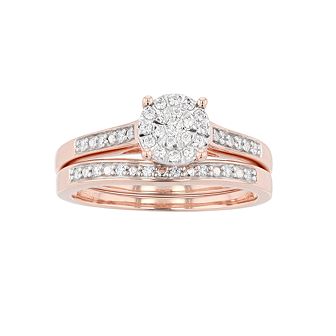 Sterling Silver 1/5 Carat T.W. Diamond Engagement Ring Set