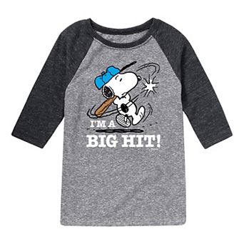 Boys 8-20 Peanuts Baseball A Big Hit Raglan Graphic Tee