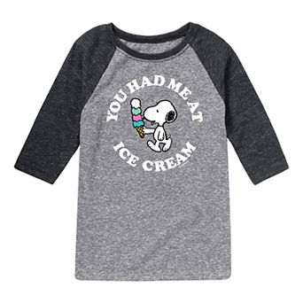 Boys 8-20 Peanuts Had Me At Ice Cream Raglan Graphic Tee