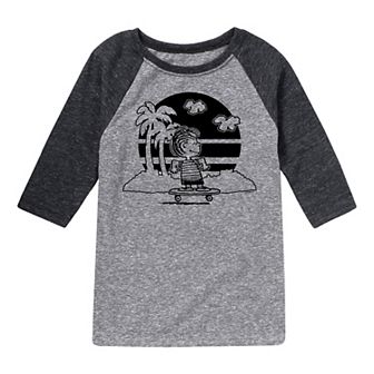 Boys 8-20 Peanuts Linus Skateboarding Raglan Graphic Tee