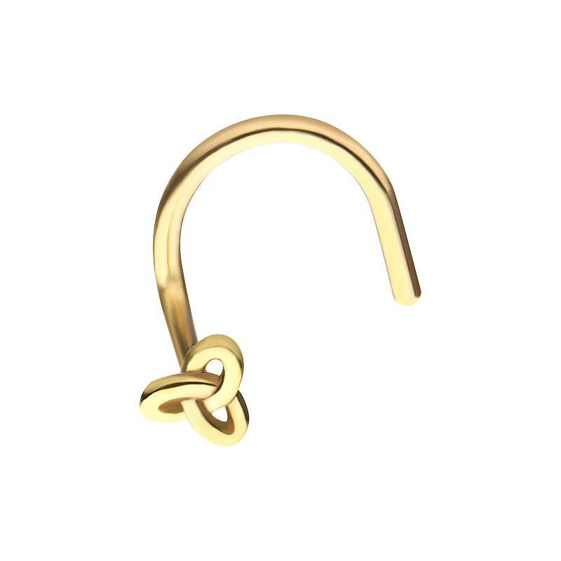 Earrangements 14k Gold Tri-Knot Nose Screw, Womens, Yellow