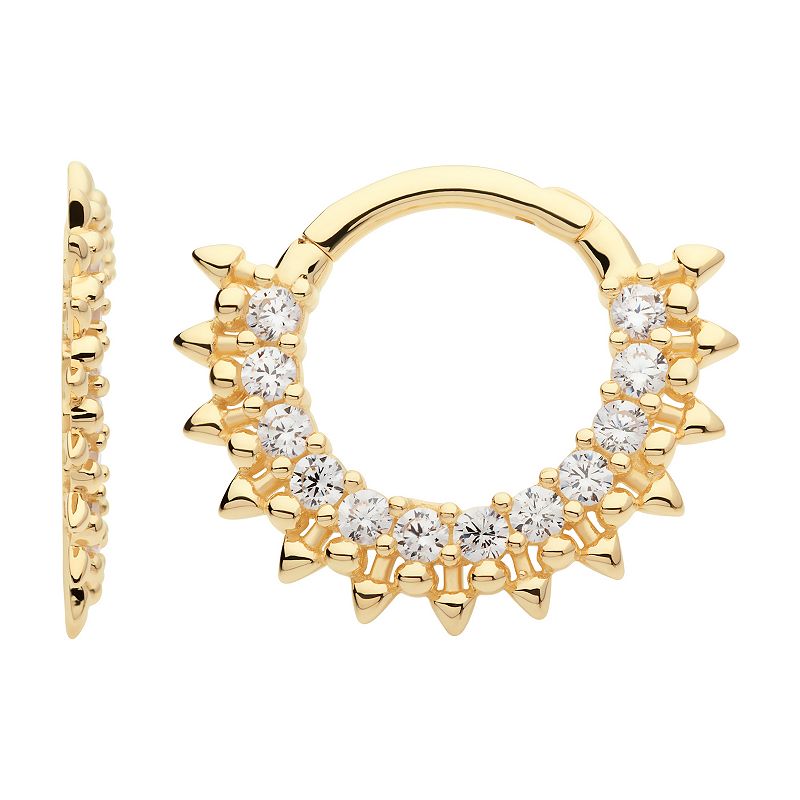 Earrangements 14k Gold with Clear Cubic Zirconia Spiked Hinged Segment Clic