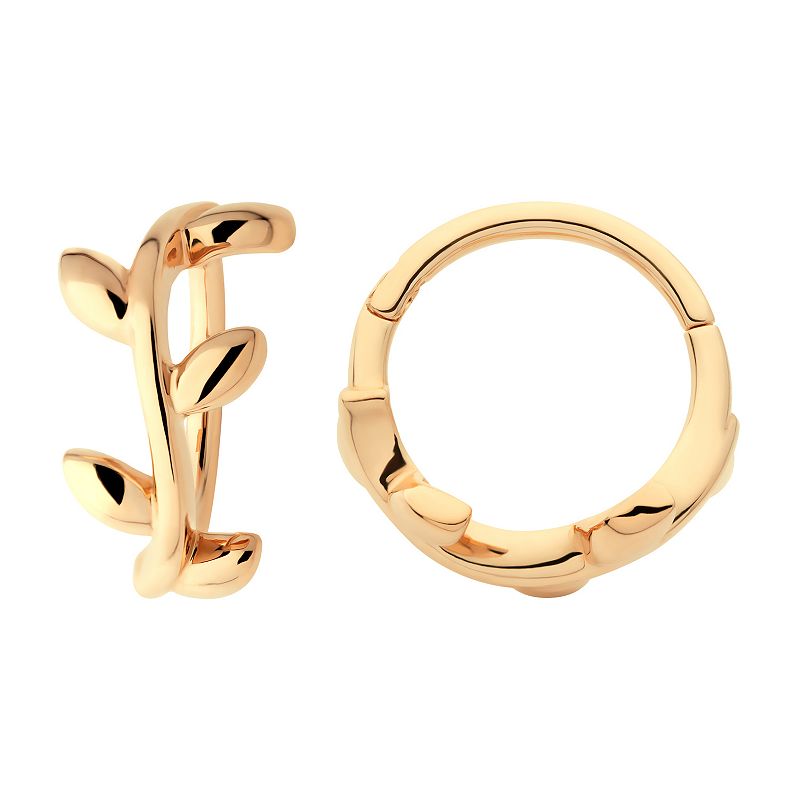 Earrangements 14k Gold with Curvy Leaf Design Hinged Segment Clicker, Women