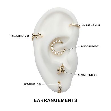 Earrangements 14k Gold with Cubic Zirconia Side Hinged Segment Clicker