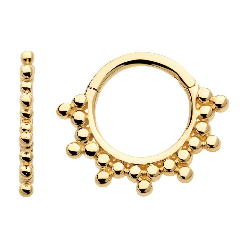 Earrangements 14k Gold with Trinity Beads Hinged Segment Clicker, Womens, 