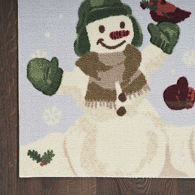 St. Nicholas Square® Snowman Duo Holiday 19.5'' x 30'' Accent Rug