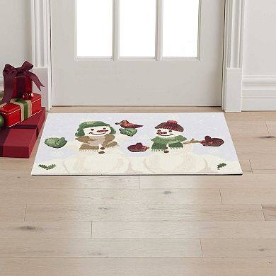 St. Nicholas Square® Snowman Duo Holiday 19.5'' x 30'' Accent Rug
