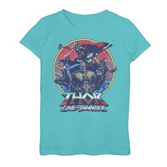 Girls 7-16 Thor Love and Thunder Groupshot Tee