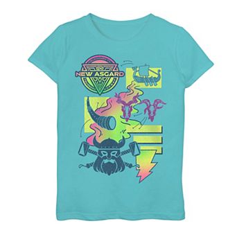 Girls 7-16 Thor New Asgard Neon Map Graphic Tee