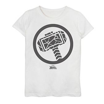 Girls 7-16 Thor Love and Thunder Mjollnir Symbol Graphic Tee