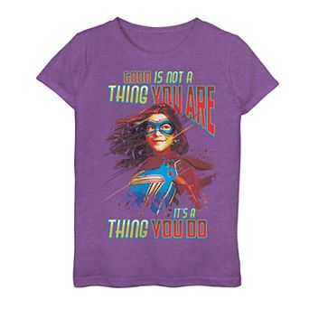 Girls 7-16 Marvel Ms Marvel "Good Is Not A Thing You Are" Distressed Graphic Tee