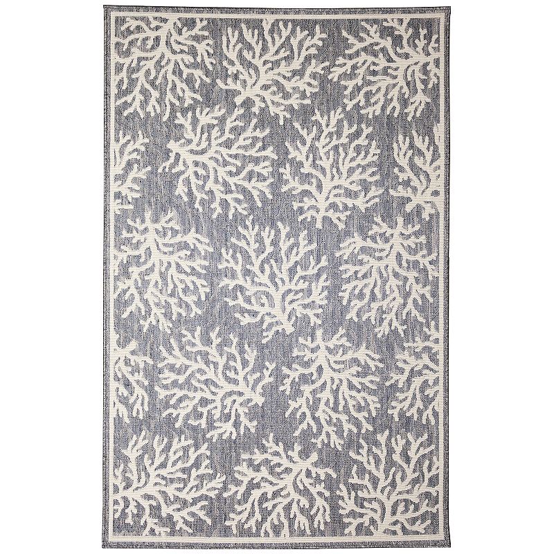 Liora Manne Cove Coral Indoor Outdoor Rug, Blue, 6.5X9 Ft