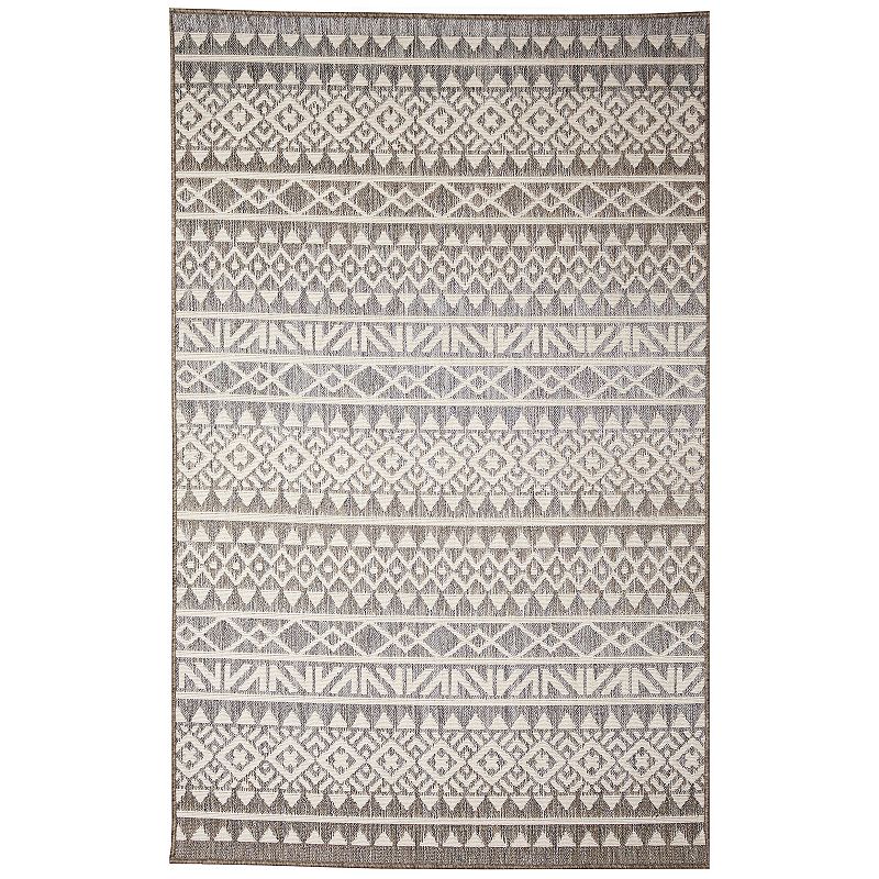 Liora Manne Cove Peruvian Stripe Indoor Outdoor Rug, Grey, 6.5X9 Ft