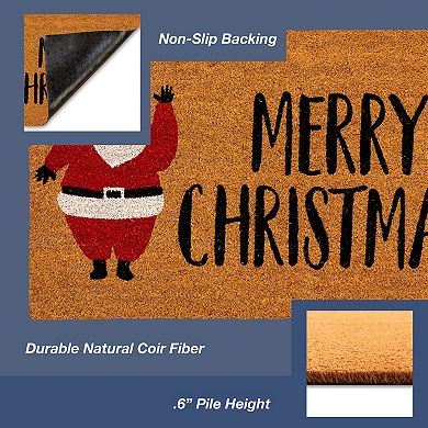 Liora Manne Merry Christmas Santa Outdoor Mat 18x30"