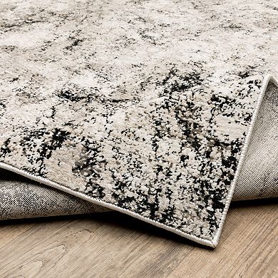 StyleHaven Nelson Distressed Grey & Ivory Abstract Area Rug