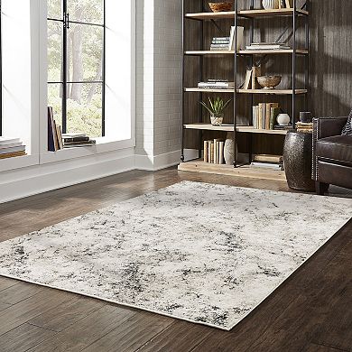 StyleHaven Nelson Distressed Grey & Ivory Abstract Area Rug