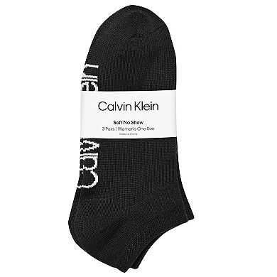 Women's Calvin Klein 3 Pack Supersoft Flat Knit No Show Socks