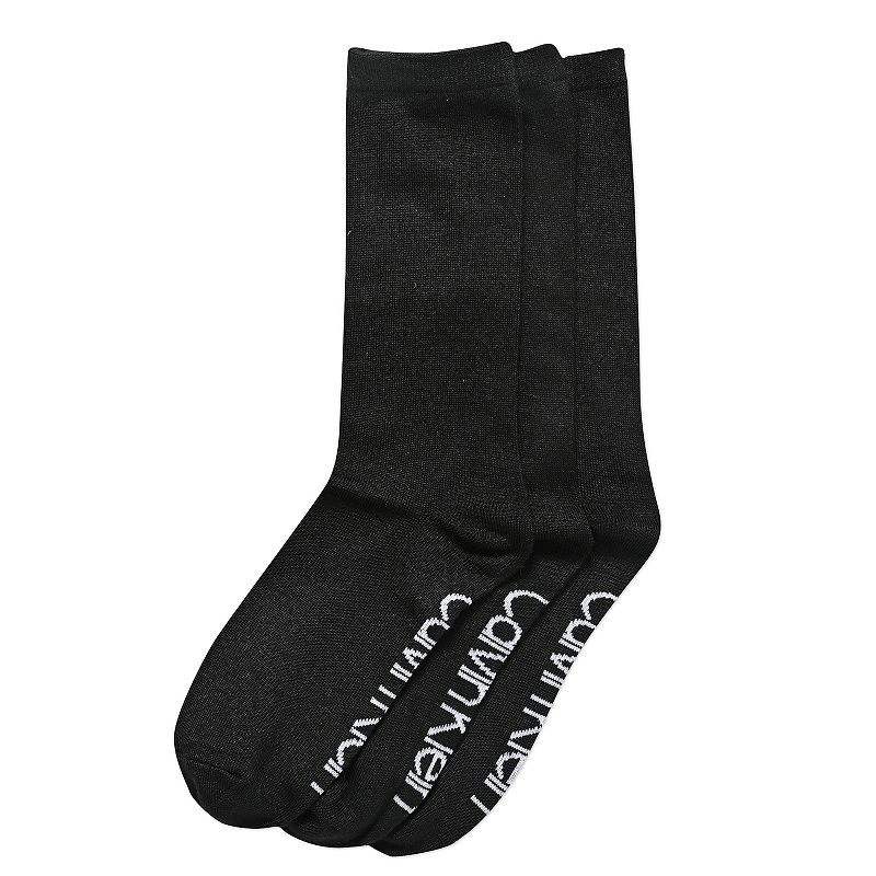 Womens Calvin Klein 3 Pack Super Soft Crew Socks, Size: 9-11, Black