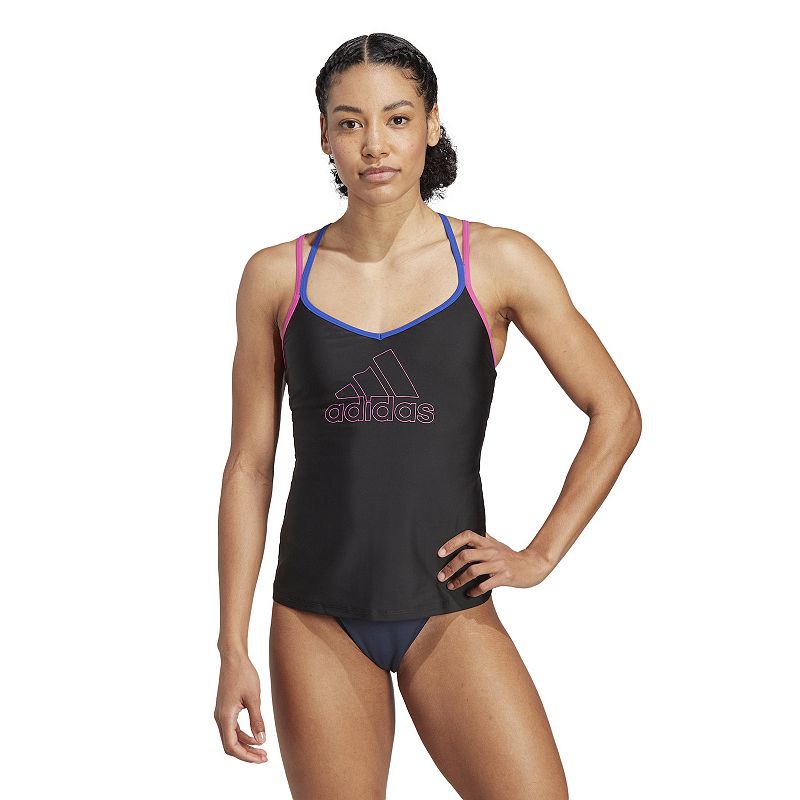 Womens adidas Big Logo Tankini Top, Size: Small, Black