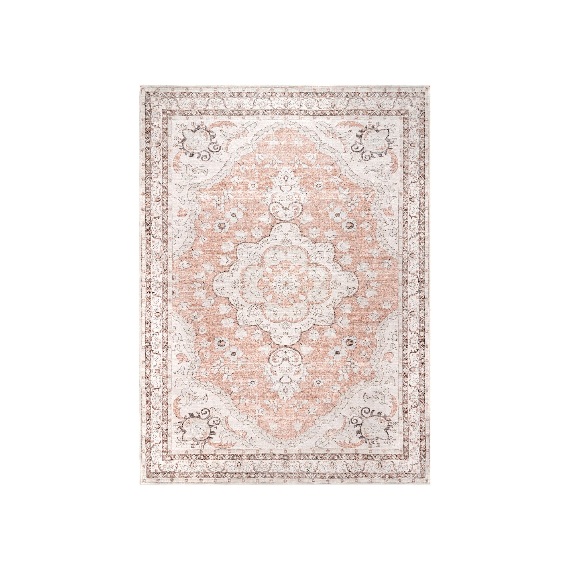 nuLOOM Tracie Machine Washable Floral Medallion Area Rug, Pink