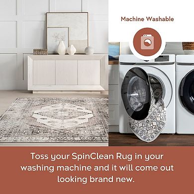 nuLOOM Tracie Machine Washable Floral Medallion Area Rug