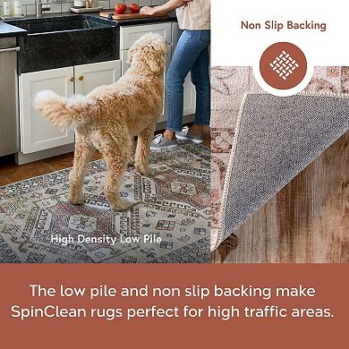 nuLOOM Tracie Machine Washable Floral Medallion Area Rug