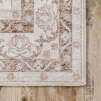 nuLOOM Tracie Machine Washable Floral Medallion Area Rug