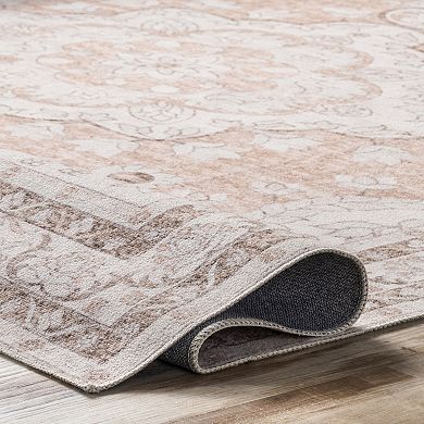 nuLOOM Tracie Machine Washable Floral Medallion Area Rug