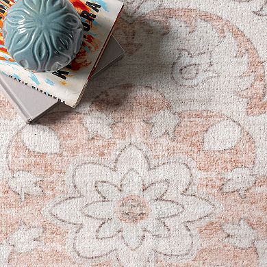 nuLOOM Tracie Machine Washable Floral Medallion Area Rug
