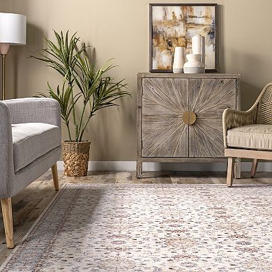 nuLOOM Gemma Machine Washable Transitional Floral Area Rug