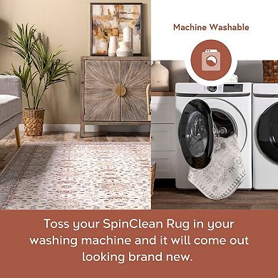 nuLOOM Gemma Machine Washable Transitional Floral Area Rug