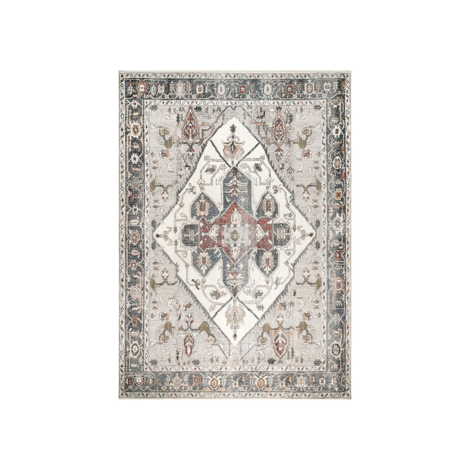 nuLOOM Mali Machine Washable Traditional Medallion Area Rug, Ivory