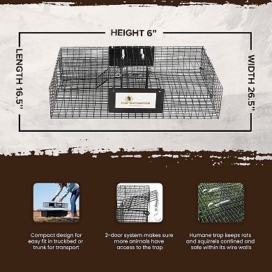 Rugged Ranch Rattr Ratinator Live Rat Multi-catch Animal Metal 2 Door Trap Cage