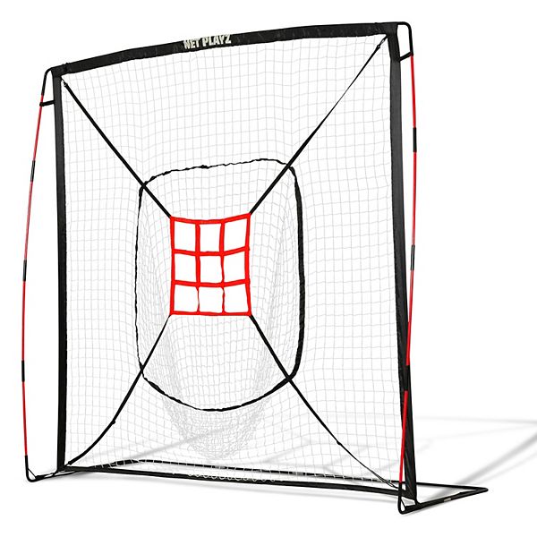 Net Playz 7&#39; x 7&#39; Baseball and Softball Practice Pitching Net - Black