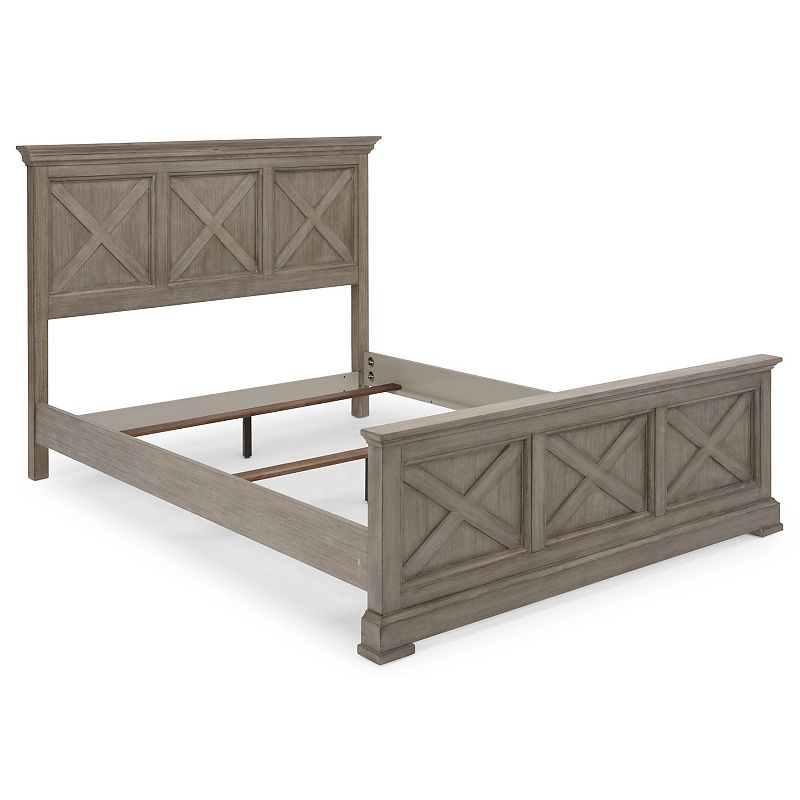 homestyles Mountain Lodge Rustic Farmhouse Bed, Grey, Queen