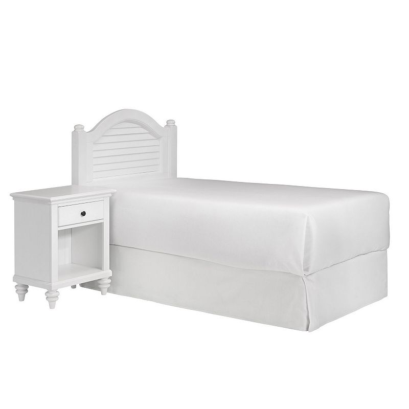 homestyles Bermuda Headboard & Nightstand 2-piece Set, White, Twin