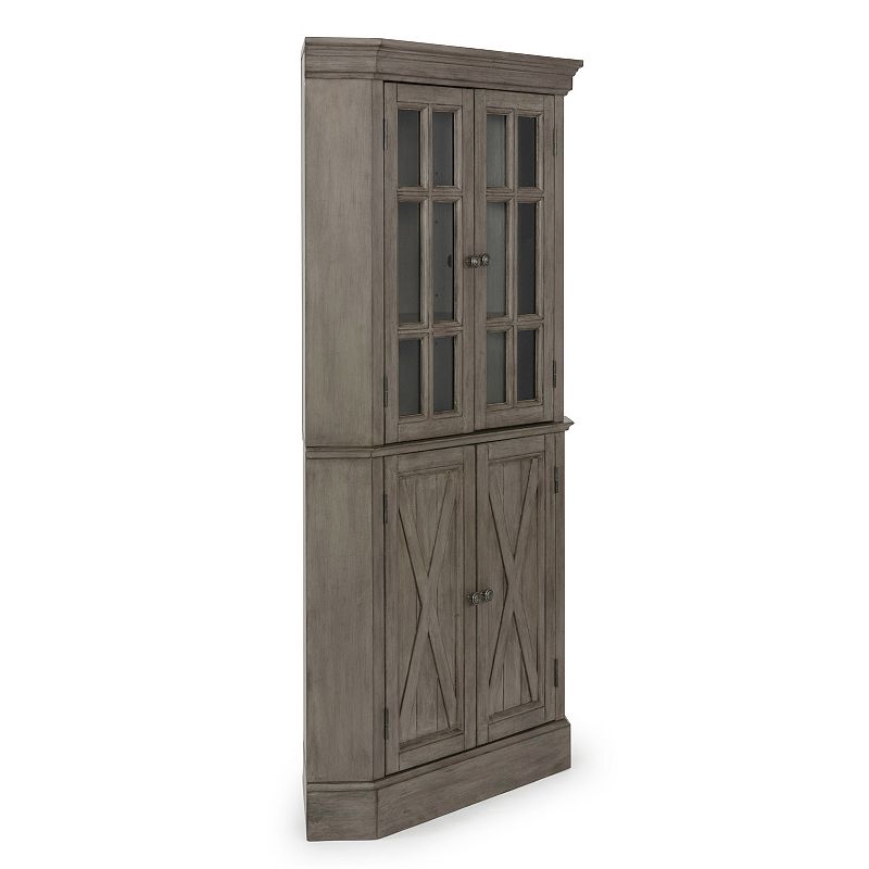 homestyles Mountain Lodge Corner Floor Cabinet, Grey