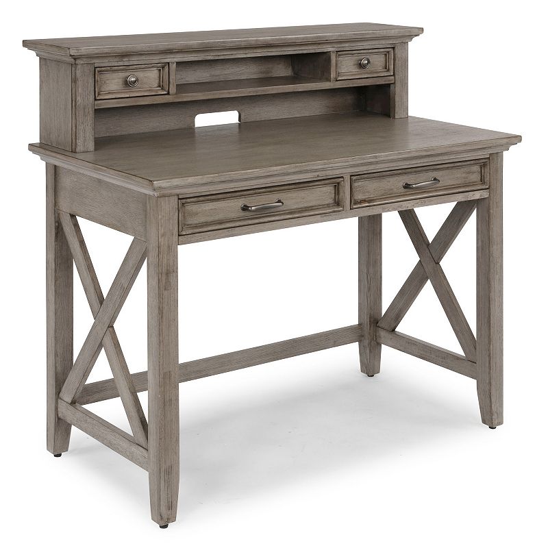 homestyles Mountain Lodge Desk with Hutch, Grey