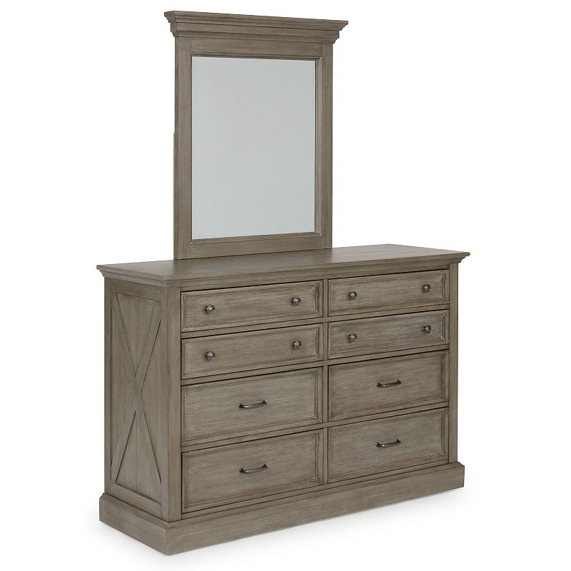 homestyles Mountain Lodge 8-Drawer Dresser & Mirror, Grey